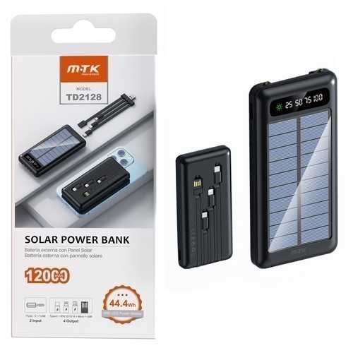 BATERIA POWERBANK M-TK TD2128 SOLAR 12000MAH